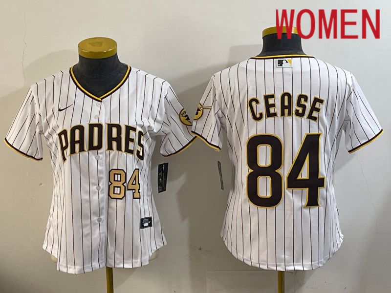 Women San Diego Padres #84 Cease White Stripe Game 2024 Nike MLB Jersey style 11201